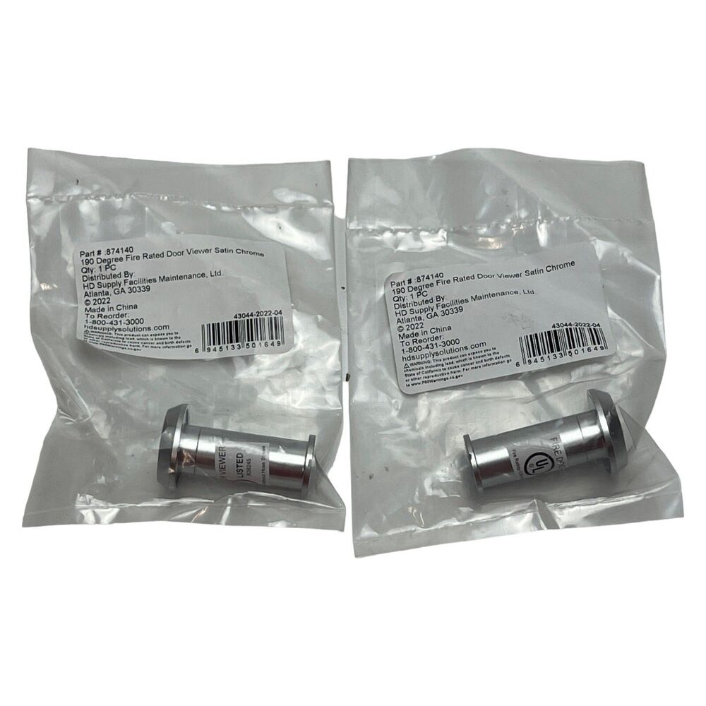 Door Viewer 190 Degree Fire Rated Glass Lens 874140 Satin Chrome 2PK